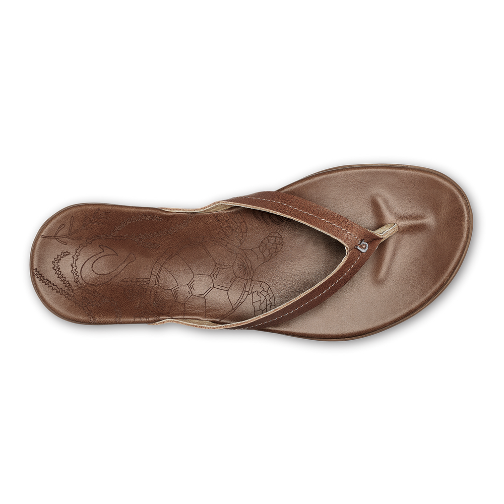 OluKai Women | Honu Women’s Leather Beach Sandals - Tan