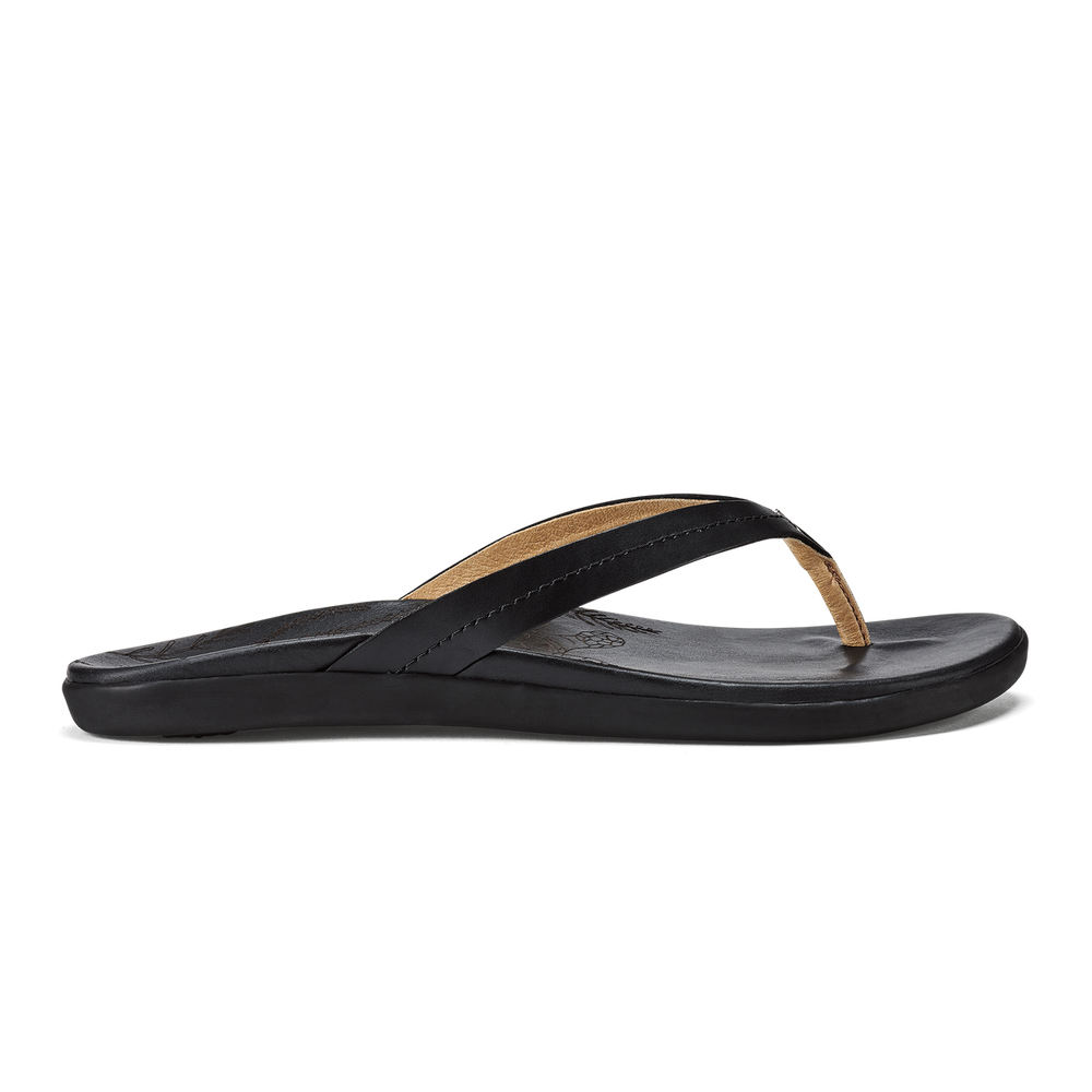 OluKai Women | Honu Women’s Leather Beach Sandals - Black