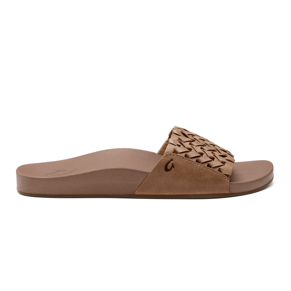 OluKai Women | Kāmola Women’s Leather Slide Sandals - Tan