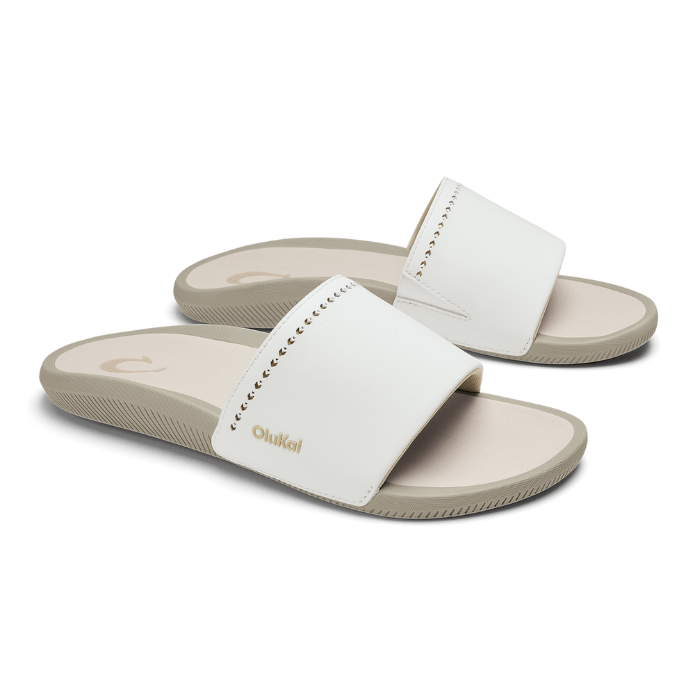 OluKai Women|New Arrivals | Ulele Slide - Bright White / Tapa