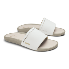 OluKai Women|New Arrivals | Ulele Slide - Bright White / Tapa